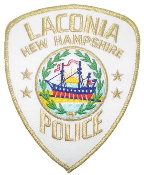 Laconia Police Patch (letter misspelled),(white/gold)(NH)