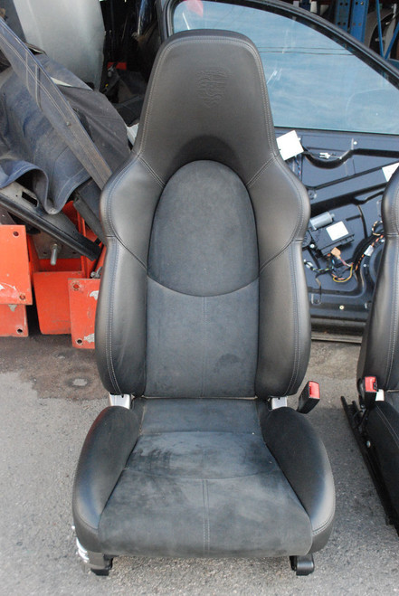 Porsche 911 997 GT3 Black Alcantara Sport Seats Left Right Pair w/Crest OEM RARE