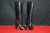 Auth CHANEL Calfskin Double Platform Knee High Boots Black CC Heel EU_42 US_10.5