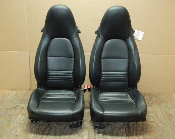 Porsche 911 996 Carrera Seats Black Perforated Leather OEM.