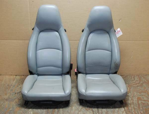 Porsche 911 993 Carrera Seats Grey Perforated Leather 8x8 way power, Factory OEM