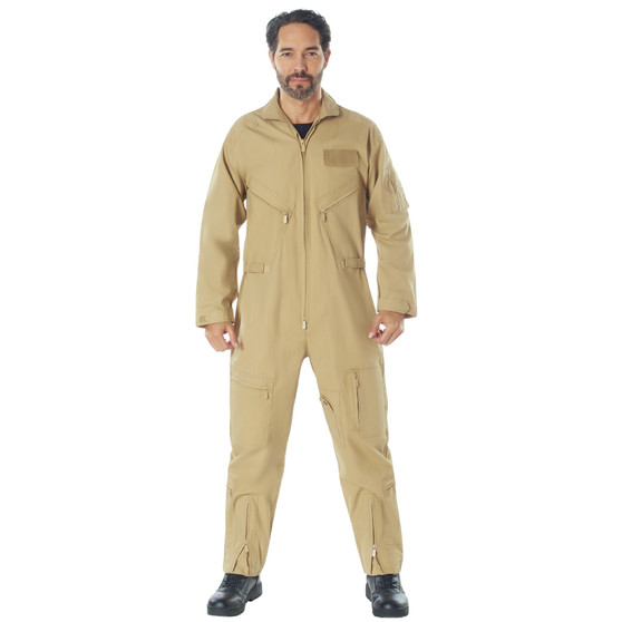 Khaki Military-Style Flightsuit Coveralls