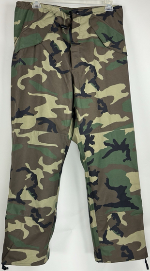 USGI Woodland Camo Goretex Waterproof Pants Gore-tex Rain Trousers | Med Long