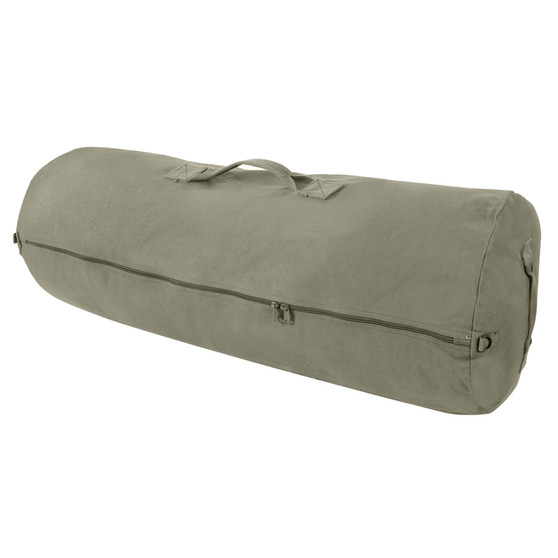 Heavy-Duty Canvas Duffle Bag W/Zipper, Travel Duffel  21" x 36" OD Green  NEW
