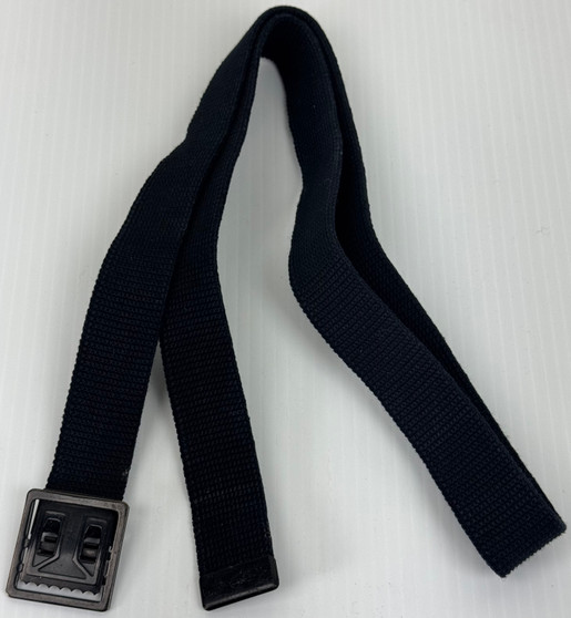 USGI Standard Web Belt 43" x 1.25" Black Webbing w/Black Buckle & Tip EUC