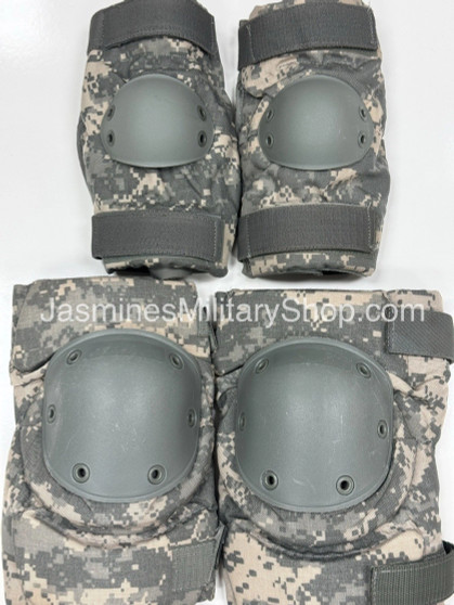 USGI Tactical Combat Knee & Elbow Pads Set, ACU Pattern, RFI Issue, Medium EUC
