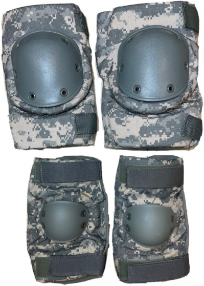 USGI Tactical Combat Knee & Elbow Pads Set, ACU Pattern, RFI Issue, Medium NWOT