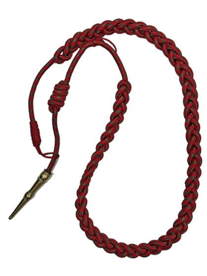 USGI US Army Belgian Fourragère Shoulder Cord  Red & Green w/Brass Tip EUC