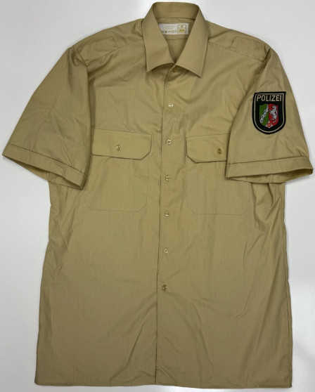 Vintage German Police (Polizei) Tan Short-Sleeve Button-Up Shirt Men's Medium EUC