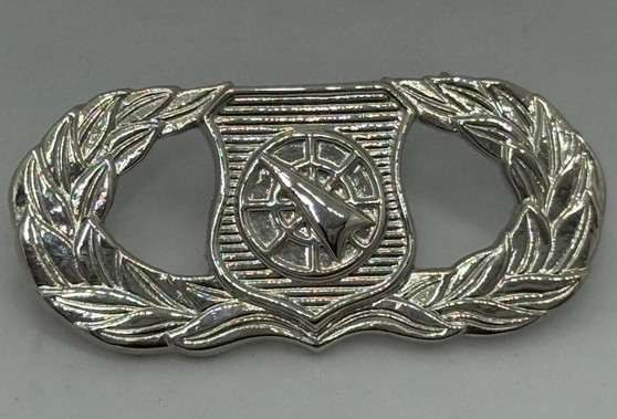 USGI US Air Force Weapons Controller Badge, Regulation Size, Silver Mirror Finish