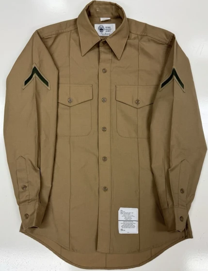 Men's USMC Corporal Khaki Long-Sleeve Khaki Service Shirt Sz 15x33