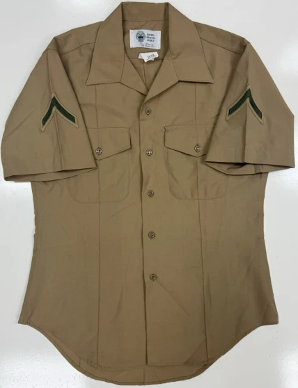 Men's USMC Corporal Khaki Short-Sleeve Khaki Service Shirt Sz 15.5