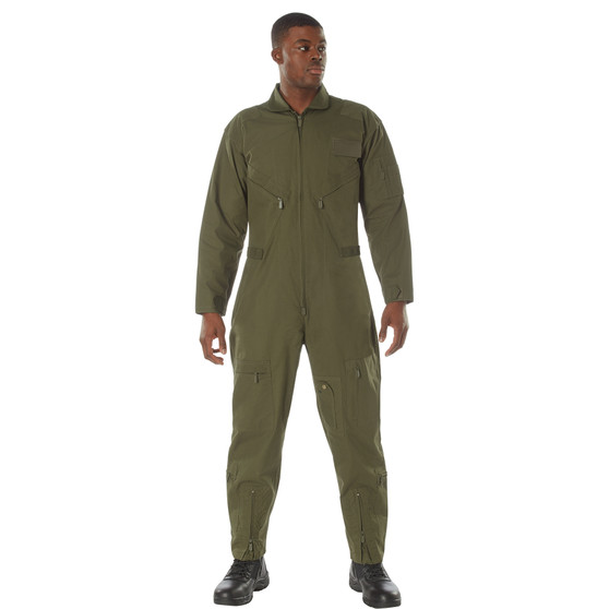 Olive Drab Green Military-Style Flightsuit Coveralls