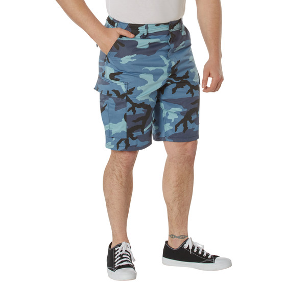 Men's Sky Blue Camouflage Military Tactical BDU Cargo Shorts | Rothco 65218