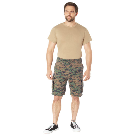 Vintage Woodland Digital Camo Paratrooper Cargo Shorts | Rothco 2591