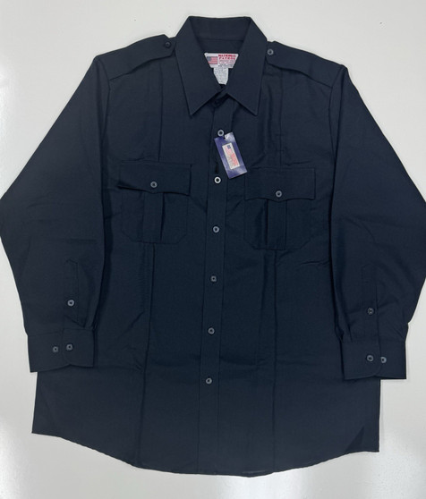 Men's L/S Navy Security Shirt Size 17-17.5 X 34/35 | National Patrol 8800L NWT