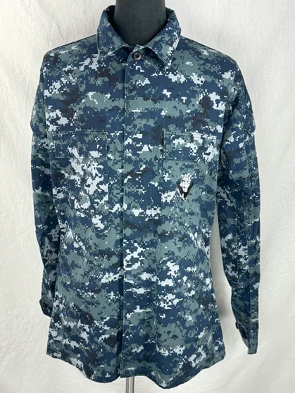USGI NWU US Navy Blue Digital Working Blouse BDU Shirt | Medium X-Long | EUC