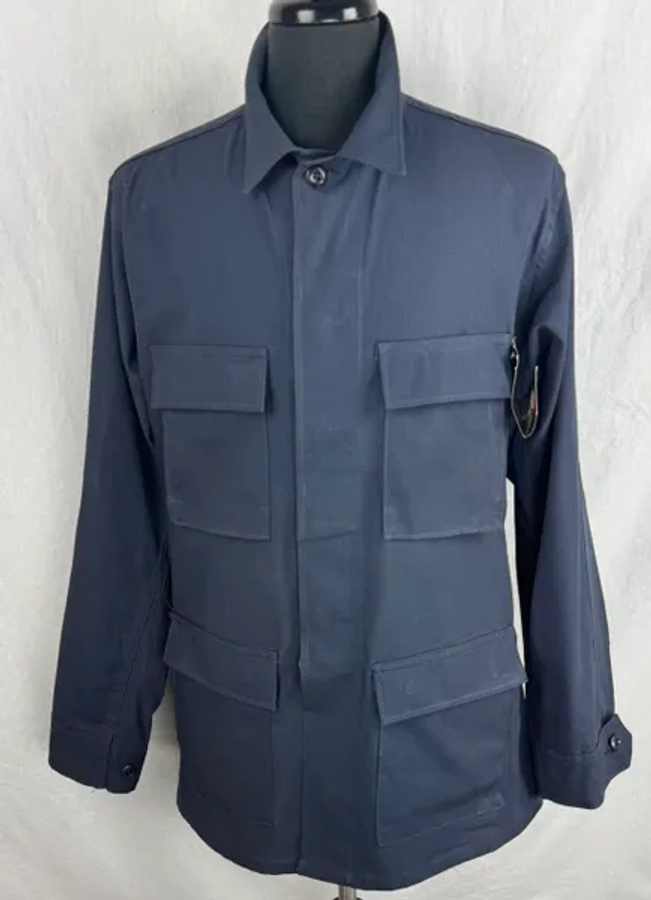 Dark Navy Blue Four-Pocket BDU Shirt Combat Coat Ripstop Med Long NOS