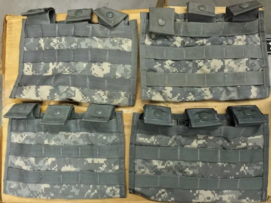 USGI Military MOLLE THREE MAG SIDE X SIDE POUCHES ACU DIGITAL CAMO - USED - LOT OF 4