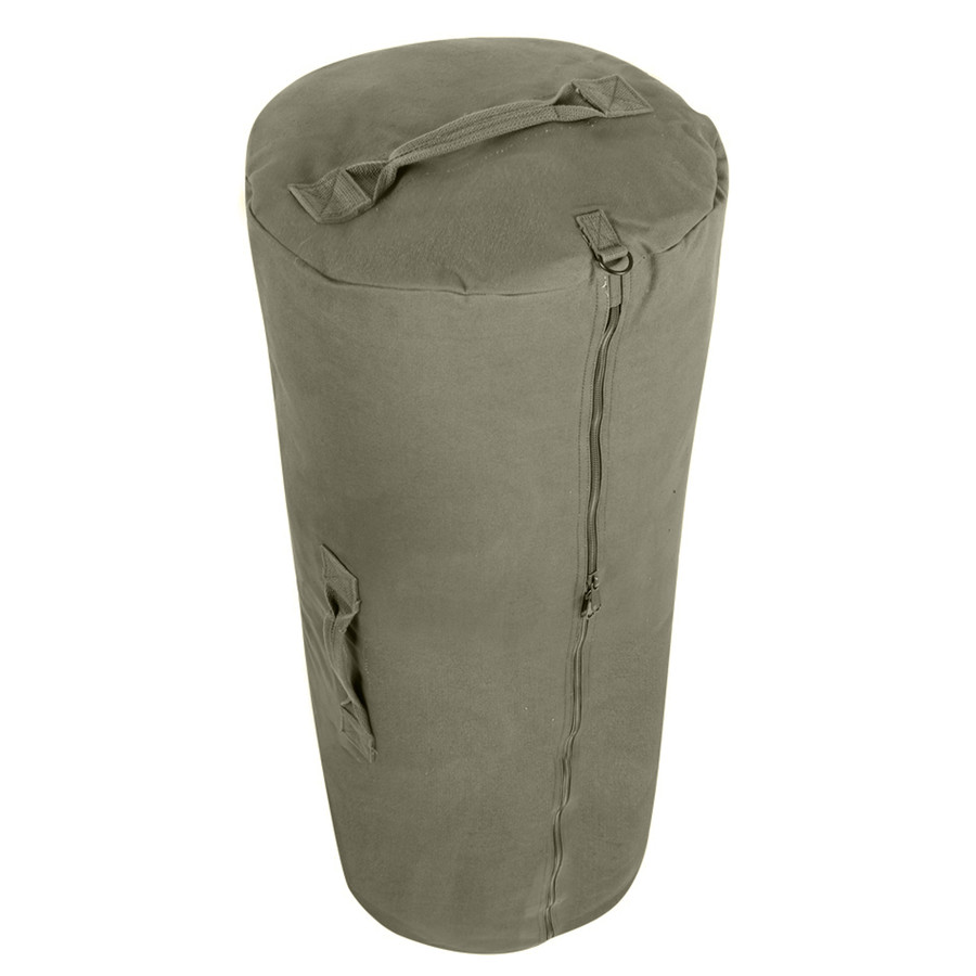 Heavy-Duty Canvas Duffle Bag W/Zipper, Travel Duffel  21" x 36" OD Green  NEW