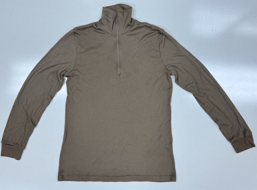 USGI Brown Lt-Weight Cold Weather Thermal Undershirt Top Pullover Mock Neck Med