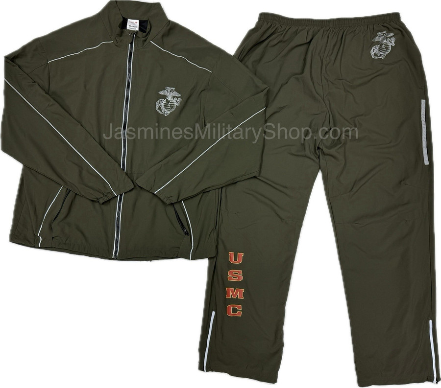 USGI US Marines USMC PT Running Suit Jacket & Pants Physical Training Set sz XL