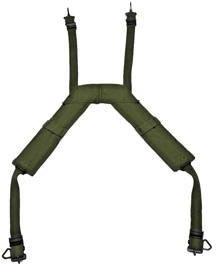 Vintage USGI M1956 Field Pack Suspenders OD Canvas H Suspender