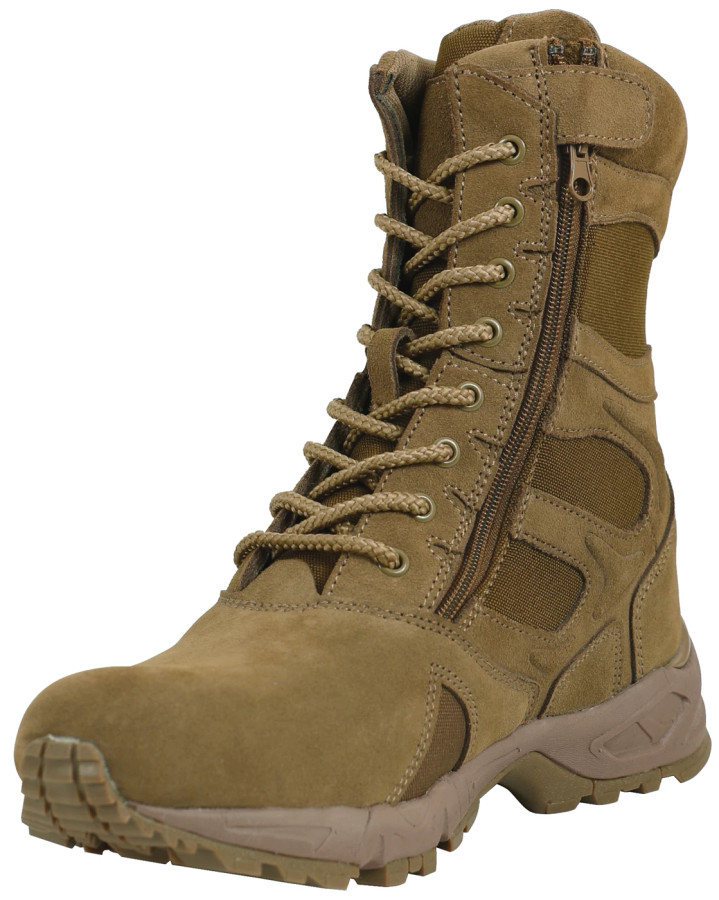 Rothco Forced Entry AR 670-1 Coyote Brown 8" Deployment Boots with Side Zipper | 5763