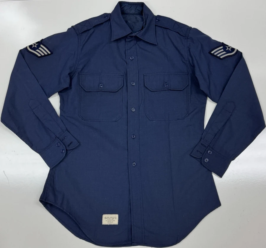 Vintage Vietnam Era USGI Air Force L/S Uniform Shirt US AF Blue 1970's