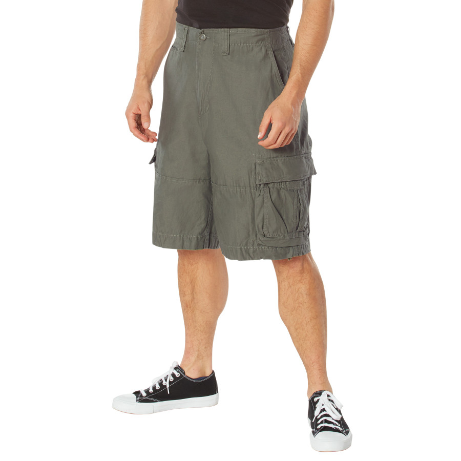 Olive Drab Green Vintage Infantry Utility Shorts