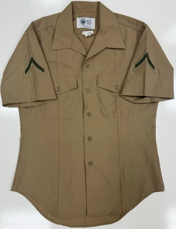 Men's USMC Corporal Khaki Short-Sleeve Khaki Service Shirt Sz 15.5