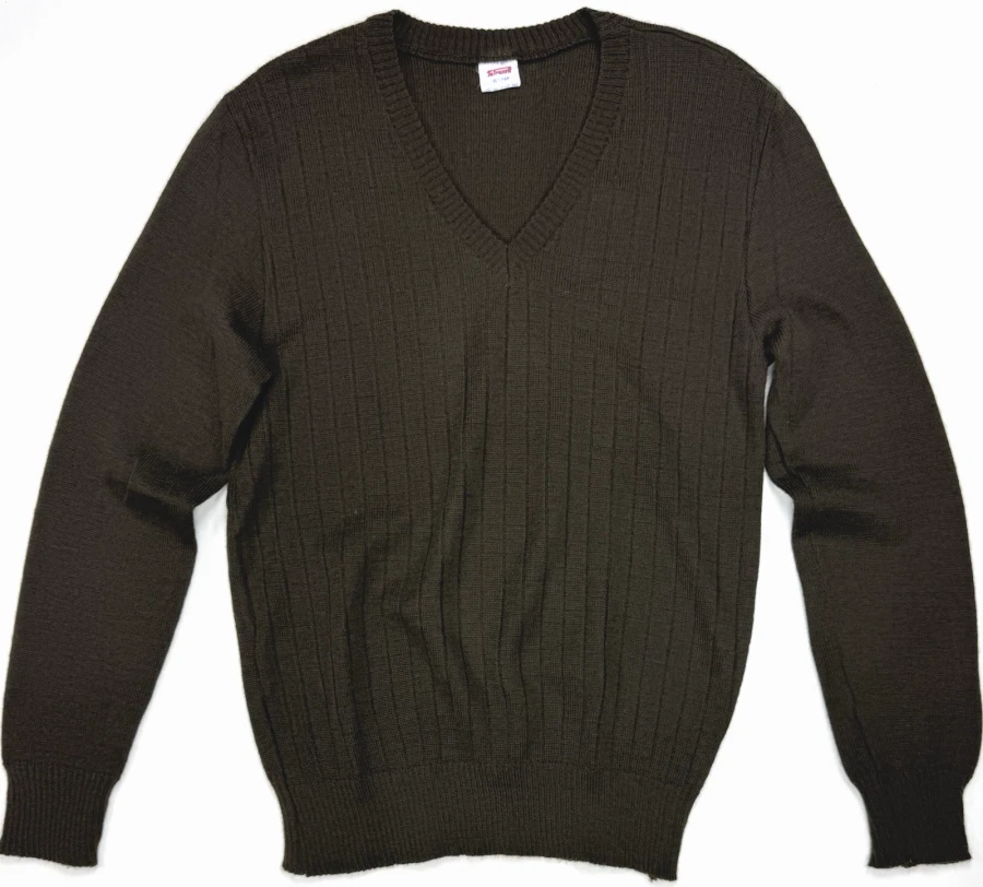 Vintage Czech Military Czechoslovak People's Army M85 V-Neck Service Sweater Pullover Sz Large