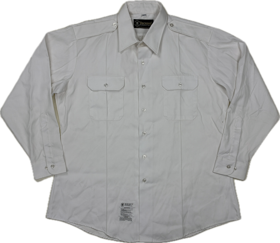 USGI Male White Service Dress ASU Uniform Long-Sleeve Button-Up Shirt Men's Size 18 x 35