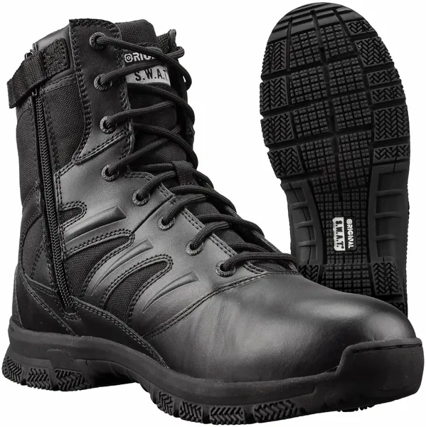 Original SWAT Men's Force 8’’ Side-Zip Black Boots | 155201