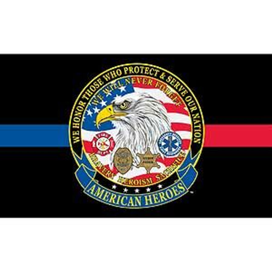 AMERICAN HEROES THIN RED & BLUE LINE FLAG 3X5