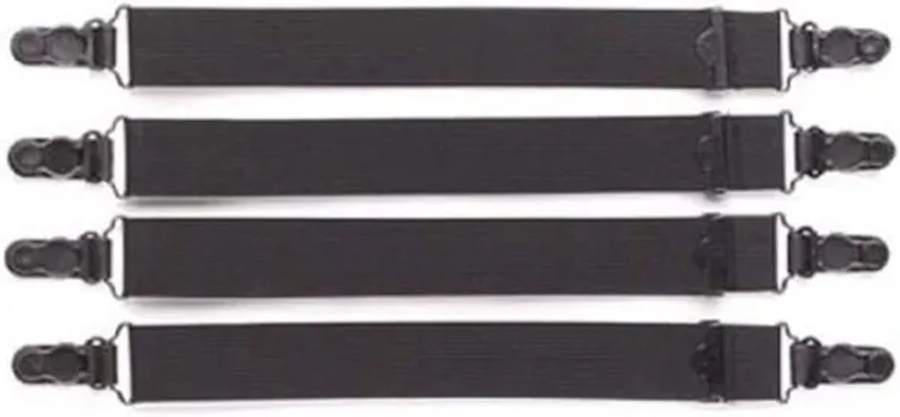 Military Shirt Stays | Shirt Garter: 4-Piece - Black | SET OF 4 Shirt Stays Professional Look | NEW