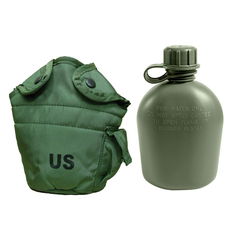 USGI Military 1-Quart Canteen & LC2 OD Pouch Set