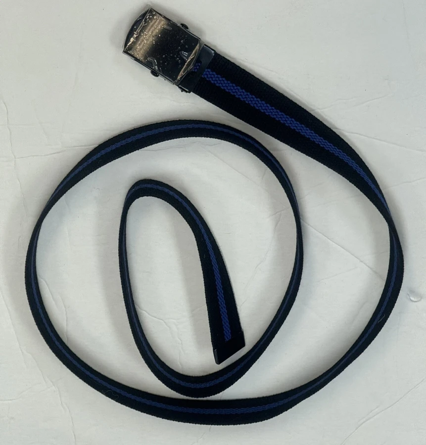 BLACK & BLUE LINE Web Belt with Black Tip & Buckle | SZ 54 x 1.25 inches New