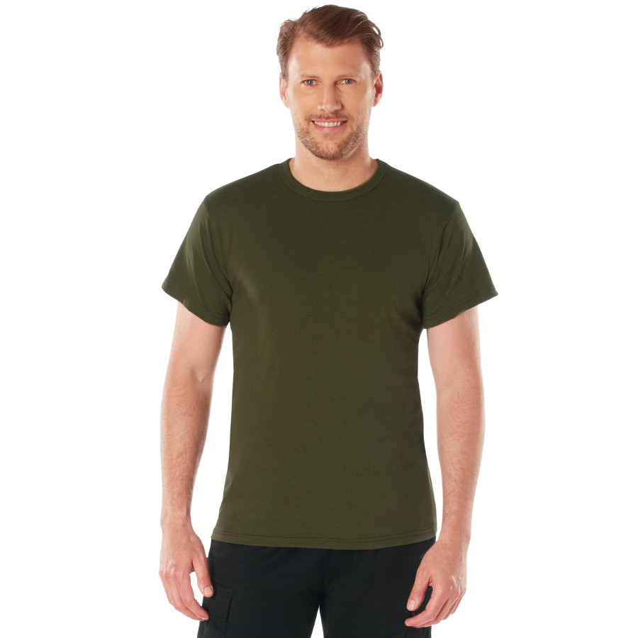 Olive Drab Green Solid Color Short Sleeve Crew Neck T-Shirt | 100% Cotton