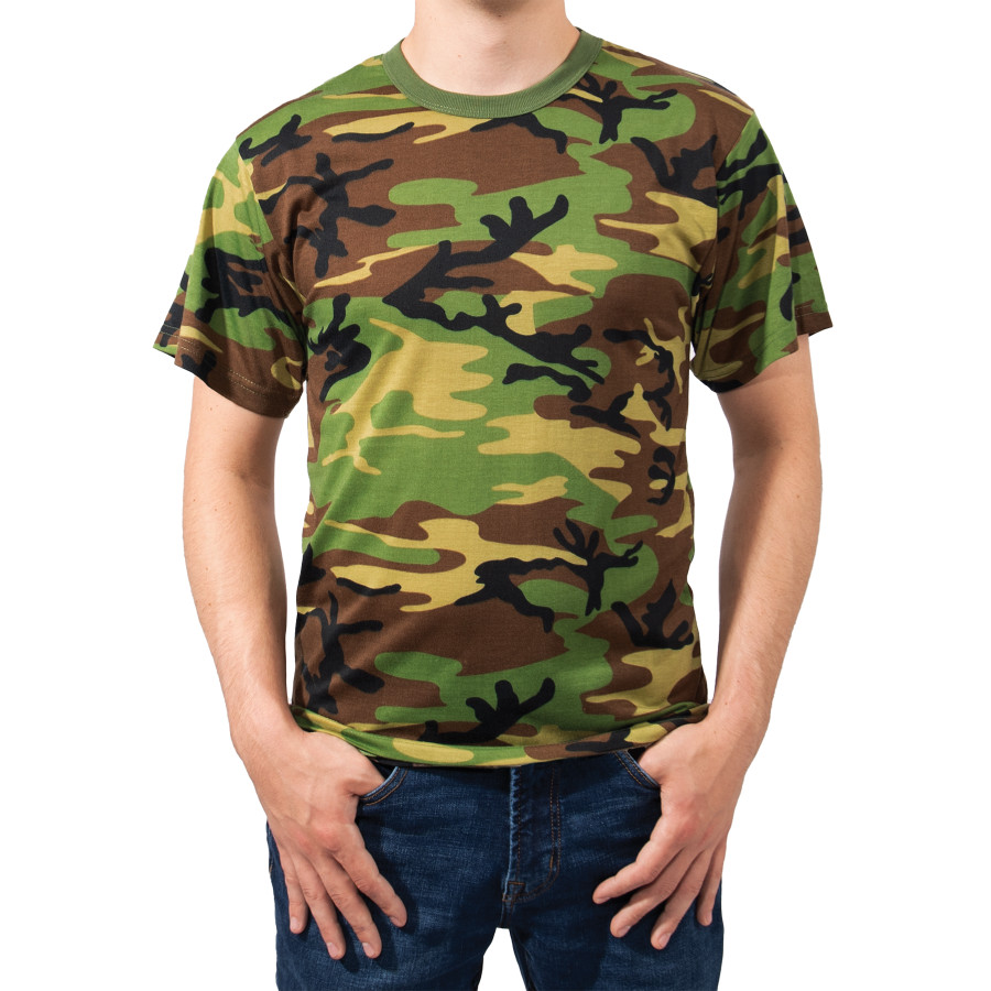 Woodland Camo Moisture Wicking Short Sleeve Crew Neck T-Shirt 95025