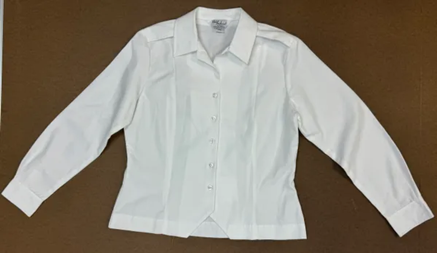 Women's Army Non-Tuck White 521 Long-Sleeve Uniform Overblouse Dress Shirt 12R