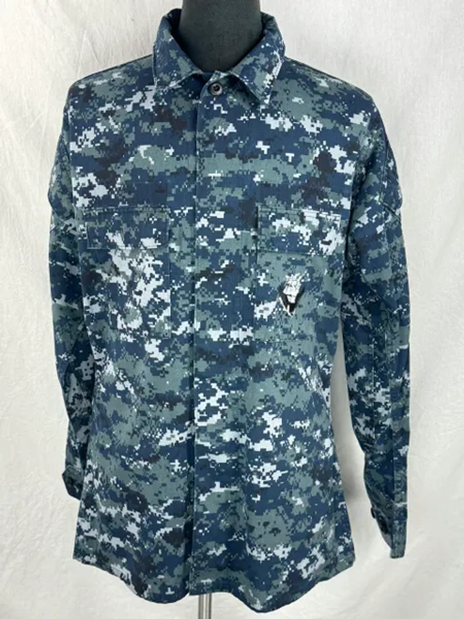 USGI NWU US Navy Blue Digital Working Blouse BDU Shirt | Medium X-Long | EUC