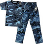 2PC SET Sky Blue Camo BDU Military Cargo Pants & T-Shirt SET | Small Reg NWT