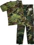 Kids Pants & T-Shirt Set - Military Style BDU, BOYS Sz 18 Woodland Camo,  Rothco