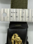 Gold EGA USMC Emblem on Black Buckle, OD Web Belt w/Black Tip 45" x 1.25" New