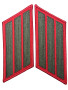 US Marine Corps Male Service Stripe - USMC 3-Stripes Green on Red, Pair, Patches