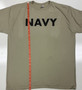 USN Tan PT T-Shirt w/Black "Navy" Letters Size Large  NEW