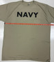 USN Tan PT T-Shirt w/Black "Navy" Letters Size Large  NEW