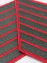 US Marine Corps Male Service Stripe - USMC 7-Stripes Green on Red, Pair, Patches