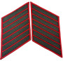 US Marine Corps Male Service Stripe - USMC 7-Stripes Green on Red, Pair, Patches